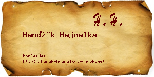 Hanák Hajnalka névjegykártya